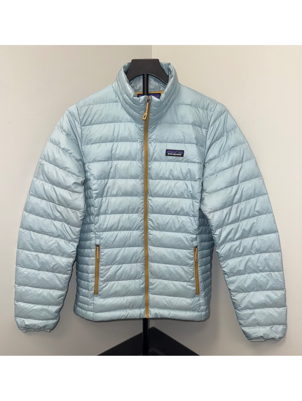 Patagonia Women’s Size Medium Goose Down Sweater Tubular Blue Full Zip Jacket!